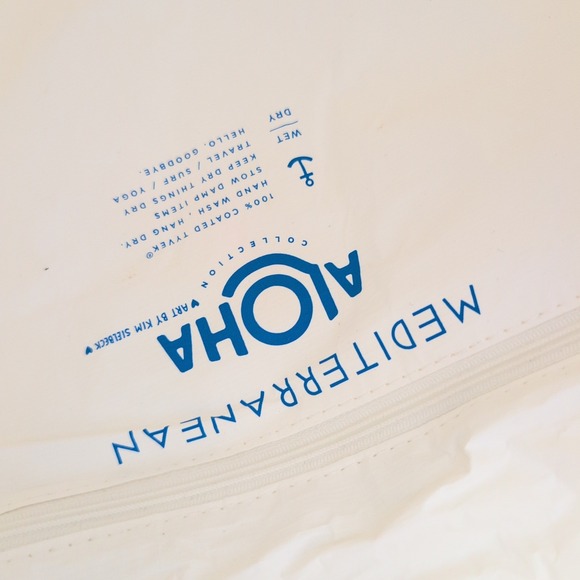 ALOHA Collection 2-pc Black Leaf Print Tote Bag & Pouch Set Mediterranean Muse - Picture 11 of 14